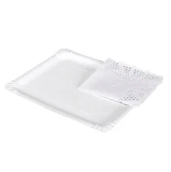 Bandeja Cartón Con Blonda Rectangular Blanca 22x28cm 2uds