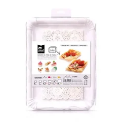 Bandeja Cartón Con Blonda Rectangular Blanca 31x38cm