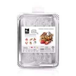 Bandeja Cartón Con Blonda Rectangular Plata 31x38cm