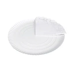 Bandeja Cartón Con Blonda Redonda Blanca Ø35cm