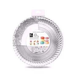 Bandeja Cartón Con Blonda Redonda Plata Ø23cm