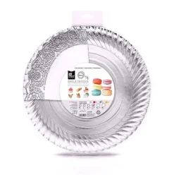 Bandeja Cartón Con Blonda Redonda Plata Ø30cm