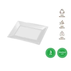 Bandejas Rectangular Reutilizable Blanca 33X22,5CM