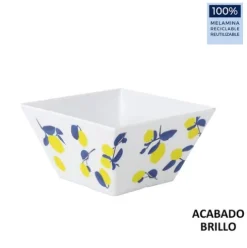 Bol Cuadrado 13x13x7cm Lemon Melamina Brillo La Med