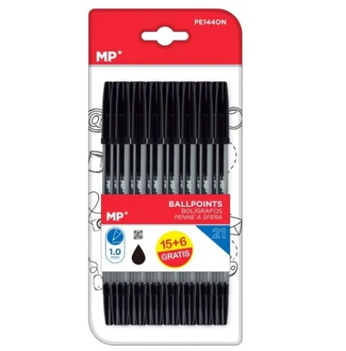Bolígrafo Negro Punta 1.0mm 21pcs
