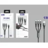Cable 3 en 1 USB-A a USB-C, Lightning y Micro 1M 5A Negro