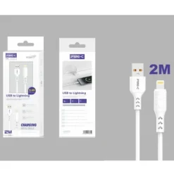 Cable USB-A a Lightning PVC 2M 3.4A Blanco