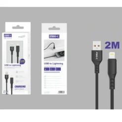 Cable USB-A a Lightning PVC 2M 3.4A Negro