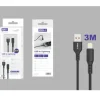 Cable USB-A a Lightning PVC 3M 3.4A Negro