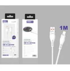 Cable USB-A a Lightning Trenzado Aluminio 1M 3.4A Blanco