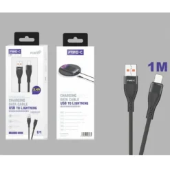 Cable USB-A a Lightning Trenzado Aluminio 1M 3.4A Negro