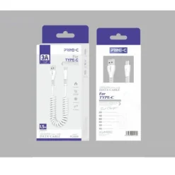 Cable USB-A a USB-C Enrollado 1.5M 3A Blanco