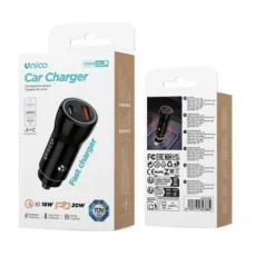 Cargador de Coche 2 Puertos PD 20W y QC 18W Negro