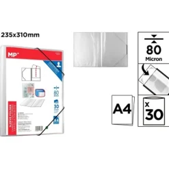 Carpeta 30 Fundas A4 C/Goma Transparente