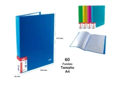 Carpeta 60 Fundas A4 Tapa Color