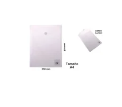 Carpeta Sobre C/Velcro A4 Transparente Vertical