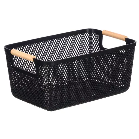 Cesta Plástico Asa Bambú 32X20CM