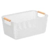 Cesta Plástico Asa Bambú 36X22CM