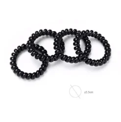 Coletero Goma Espiral Negro Brillo 4pcs