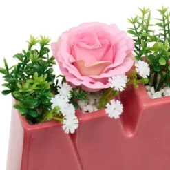 Composición Flor de Rosa Maceta Cerámica Amour 26cm