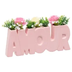 Composición Flor de Rosa Maceta Cerámica Amour 26cm