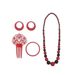 Conjunto Flamenca Topo 4pcs Rojo/Negro