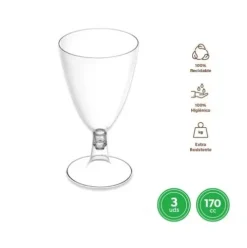 Copa Agua/Vino Reutilizable Transparente 170cc