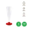 Copa Cava Flauta Reutilizable Transparente y Pie Rojo 140cc