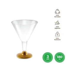 Copa Cocktail Reutilizable Oro 180cc