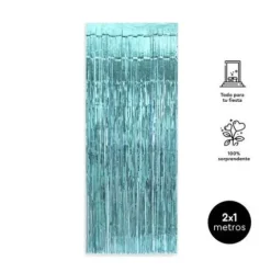 Cortina Decorativa Metalizada Azul Pastel