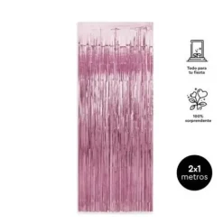 Cortina Decorativa Metalizada Rosa Pastel