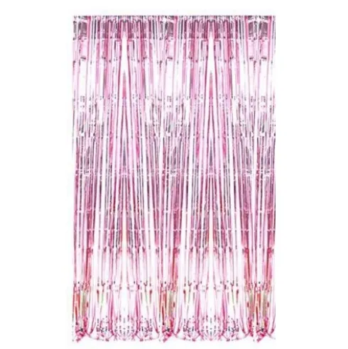 Cortina de Flecos Metalizada Rosa