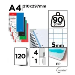 Cuaderno A4 120H y 4 Tapas