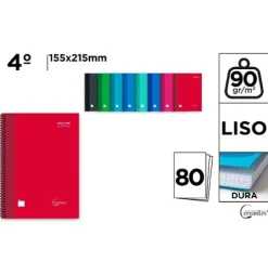 Cuaderno Espiral 4º 80H 90g/m² Liso