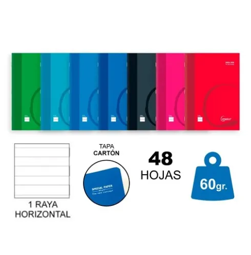 Cuaderno Grapado A4 48H 60G Raya Horizontal