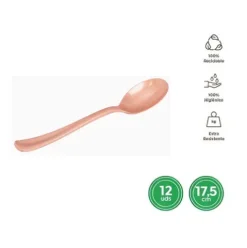 Cuchara Alta Calidad Reutilizable Oro Rosa 17,5CM