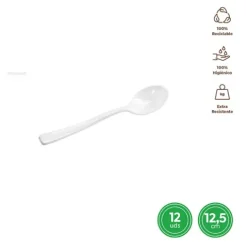 Cucharita Alta Calidad Reutilizable Blanco 12,5CM