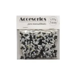 Cuentas Cristal 3MM 35G Blanco/Negro
