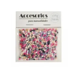 Cuentas Cristal 3MM 35G Negro/Rosa
