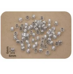 Cuentas De Letras Plata 6X6MM