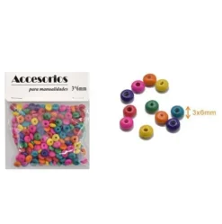 Cuentas De Madera Multicolor 3X6MM