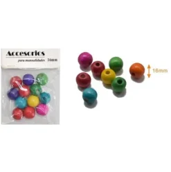 Cuentas De Madera Multicolor 16MM