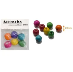 Cuentas De Madera Multicolor 20MM