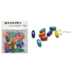 Cuentas De Madera Multicolor 7X15MM