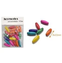 Cuentas De Madera Multicolor 8X23MM