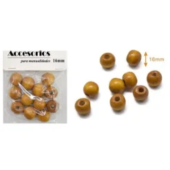 Cuentas De Madera Pardo 16MM
