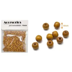 Cuentas De Madera Pardo 4MM