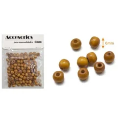 Cuentas De Madera Pardo 6MM