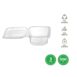 Envase Tapa Reutilizable Transparente 500CC