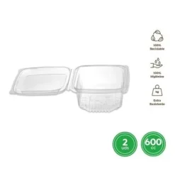 Envase Tapa Reutilizable Transparente 600CC